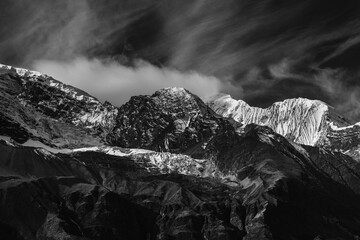 Black and white Mysterious Landscape Of Himalaya Mountains