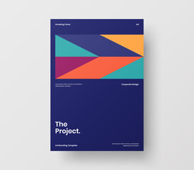 Obraz premium Amazing business presentation vector A4 vertical orientation front page mock up. Modern corporate report cover abstract geometric illustration design layout. Company identity brochure template.