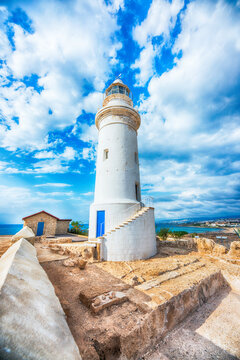 Beautiful landscape with lighthouse in hdr