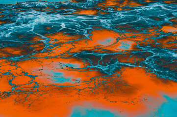 Surreal colour of the sea waves - abstract pattern made of foam