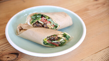 Healthy lunch falafel wrap 