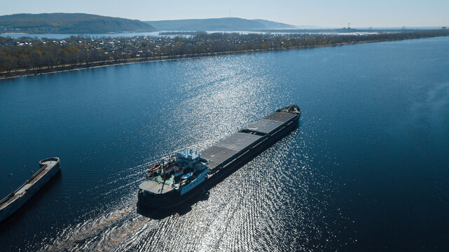 Top-view of a cargo ship