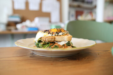 Healthy breakfast egg sandwich 
