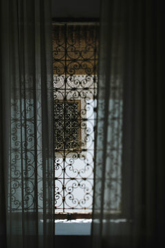 tilt shift image of a traditional window of a Riad in the medina of Marrakech
