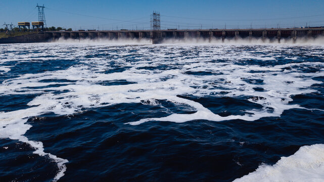 Drone shot of a water discharge