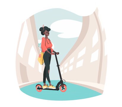 Black girl on scooter