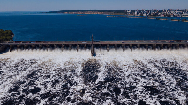 Drone shot of a water discharge
