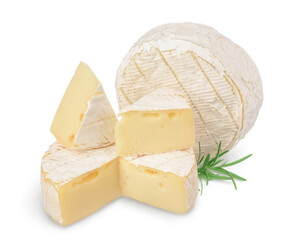 Camembert cheese isolated on white background with clipping path and full depth of field