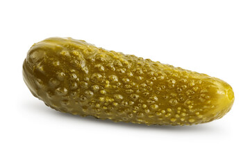 Marinated pickled cucumber isolated on white background with clipping path and full depth of field