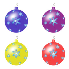 Colored balls decoration for the Christmas tree, vector illustration