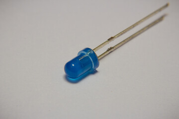 Close-up photo of a blue light emitting diode (LED)