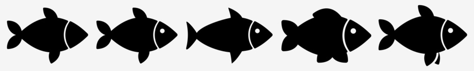 Fish Icon Set | Fishes Vector Illustration Logo | Fish Symbol Isolated Collection