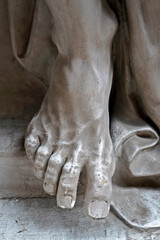 Foot of a male statue in museum, Rio
