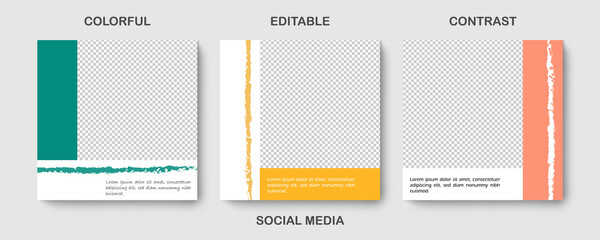 Social media editable post banner. Web banners for social media. Clear and simple colorful brush design, vector illustration, fb.
