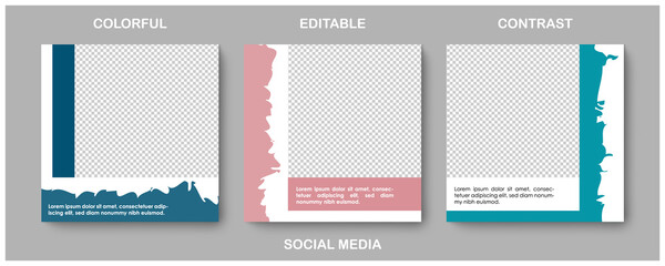 Social media editable post banner. Web banners for social media. Clear and simple colorful brush design, vector illustration.