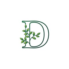Monogram D Letter Logo Concept Green Nature Green Leaf Vector Design