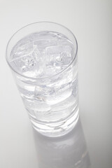 Ice cold glass of water with ice