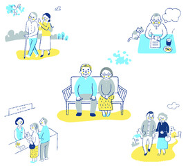 シニアのさまざまなライフシーン　セット