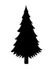 Pine tree silhouette icon. Vector illustration isolated on white background.