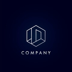Geometrical Hexagon D Letter Logo Apartment Real Estate, Property, hotel and architecture business identity.