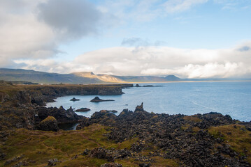 West coast of Iceland with the calm of the sea.