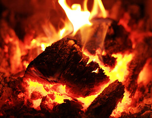 Burning fire wood. Background