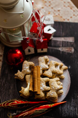 New Year's ginger biscuits on a plate in the form of a bull