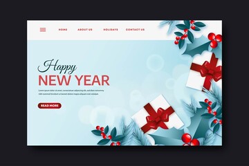 realistic new year landing page