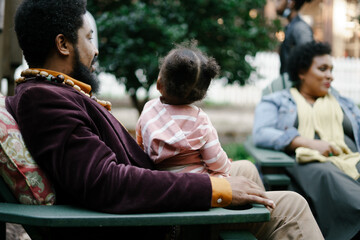 Black friends safely gathered at backyard kickback party