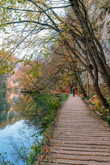 Wooden path in Plitvice Lakes National park, Croatia