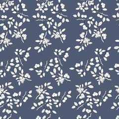    Seamless pattern. Berries and leaves of bilberry