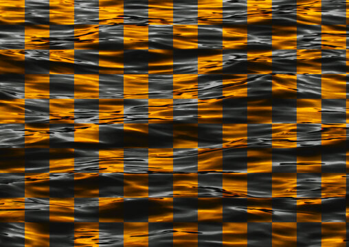 Silky fabric with cheker pattern design in grey and gold