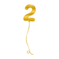 golden balloon helium number two floating