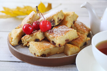 Austrian cuisine.  Torn pancake (or omelet)  kaiserschmarrn with sultana