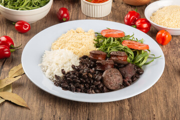 Feijoada. Traditional Brazilian food dish. Brazilian cuisine.