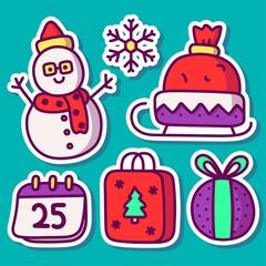 hand drawn christmas icon cute kawaii