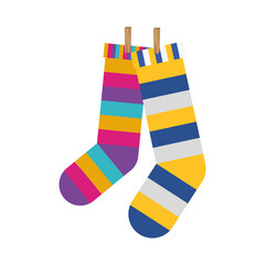Fototapeta na wymiar socks pair with colors stripes hanging