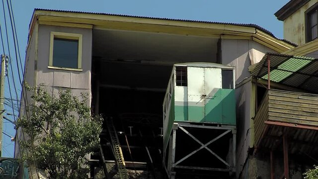 Funicular Elevator, in Valparaiso, Chile.
