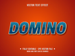 Editable text effect - Domino poker style blue and gold  modern gradient color style	
