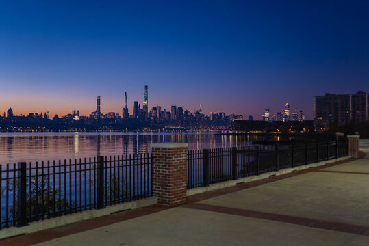 New York City Sunrise Skyline From Edgewater New Jersey 