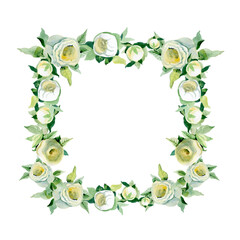 Little set of watercolor compositions. Bouquets of flowers with roses in pastel colors. Elements for your design