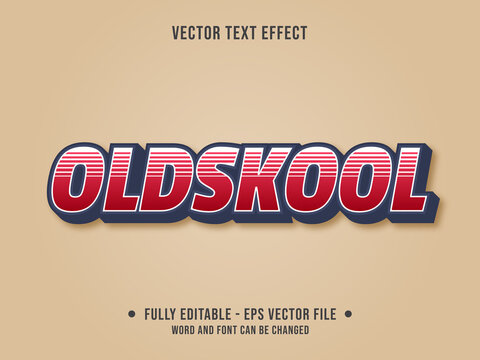 Editable text effect - Oldschool retro red and navy vintage color style	
