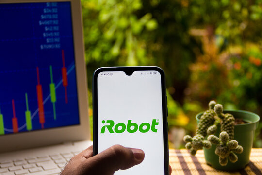 November 9, 2020, Brazil. In this photo illustration the iRobot logo seen displayed on a smartphone.
