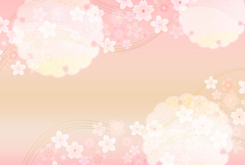 和柄　年賀状　桜　背景