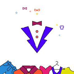 The tuxedo filled line icon, garments simple illustration