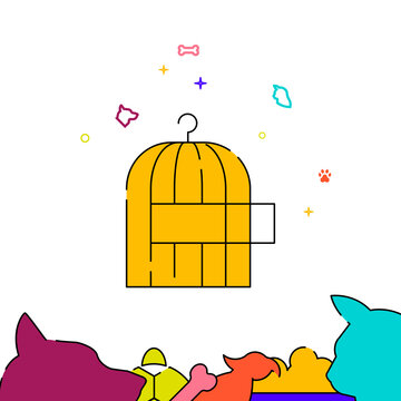 Birdcage filled line icon, simple illustration