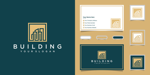monoline building logo and business card inspiration