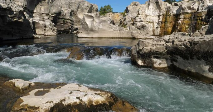 The Sautadet waterfalls, river Ceze, La Roque sur Ceze, Gard department,Occitanie, France