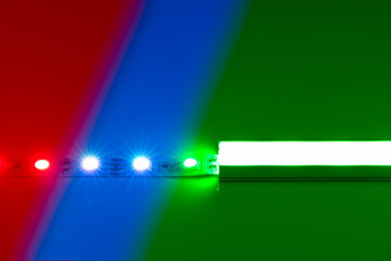 multicolor rgb led light strip in aluminum channel diffuser