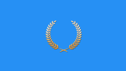 White and brown gradient 3d wheat logo icon on aqua background